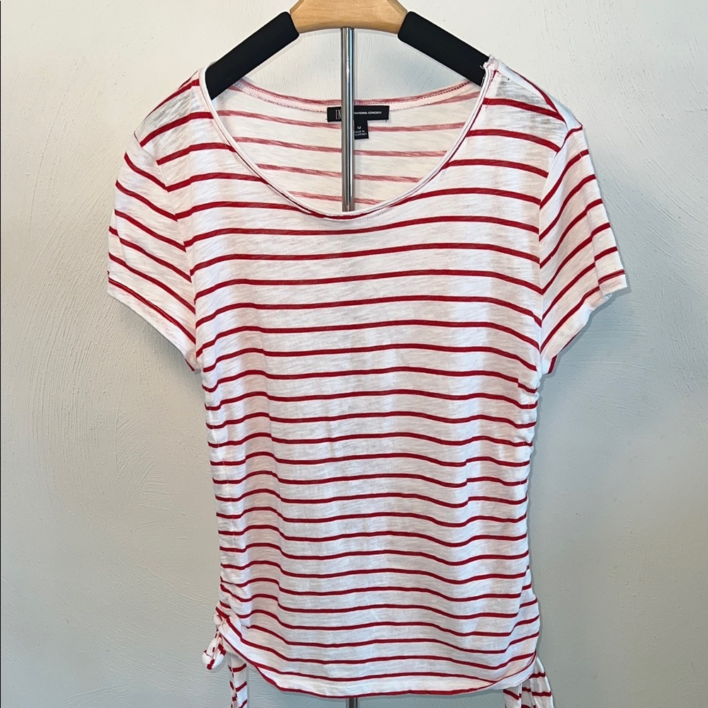 INC International Concepts Red and White Striped Blouse